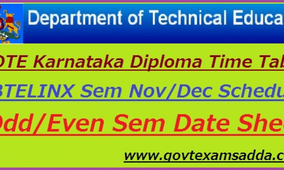 Dte Karnataka Diploma Time Table 2020 Btelinx July Aug Exam Schedule