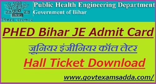 PHED Bihar Junior Engineer Admit Card 2022