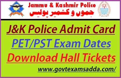 J&K Police Constable Admit Card 2021