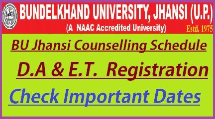 Bundelkhand University Counselling Schedule 2023