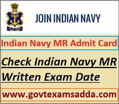 Indian Navy MR Exam Hall Ticket 2021