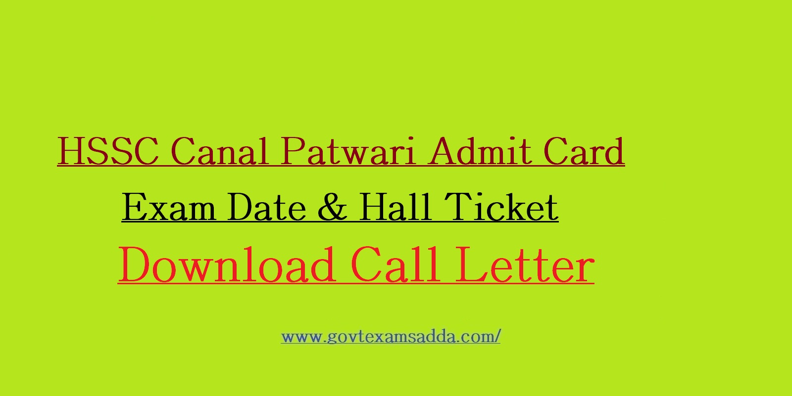HSSC Canal Patwari Admit Card 2022
