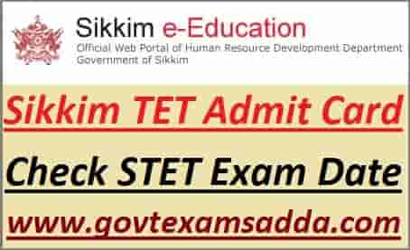 Sikkim TET Exam Admit Card 2021