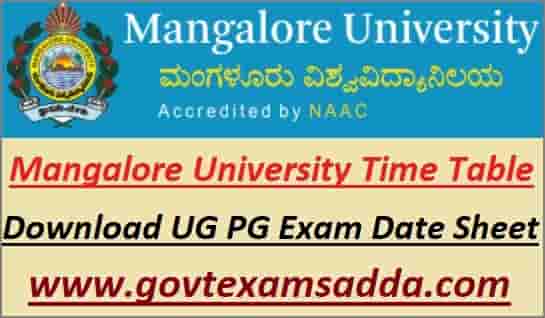 Mangalore University Exam Time Table 2023
