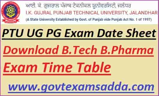 PTU uG PG Exam Time Table 2023