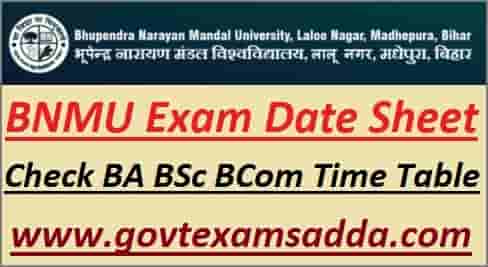 BNMU BA BSc BCom Exam Date Sheet 2022