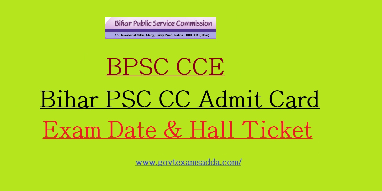 BPSC CCE Admit Card 2022