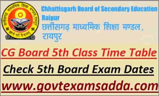 CG Board 5th Class Time Table 2023