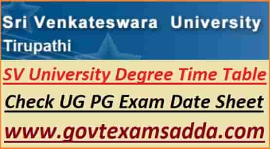 SV University UG PG Exam Time Table 2023