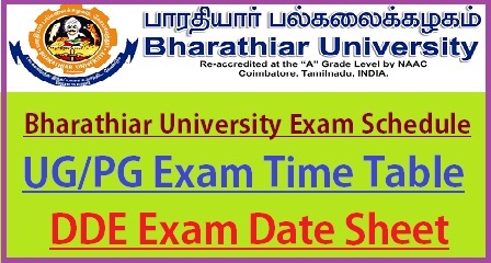 Bharathiar University Time Table 2023