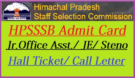 HPSSSB Junior Office Assistant Admit Card 2022