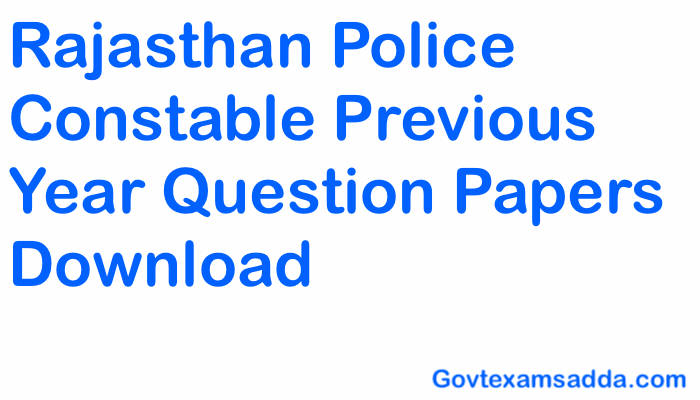 Rajasthan Police Constable Previous Year Question Papers