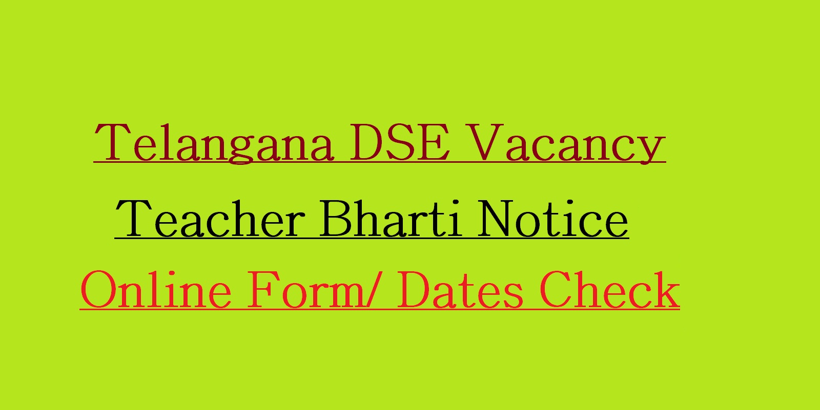 DSE Telangana Recruitment 2021