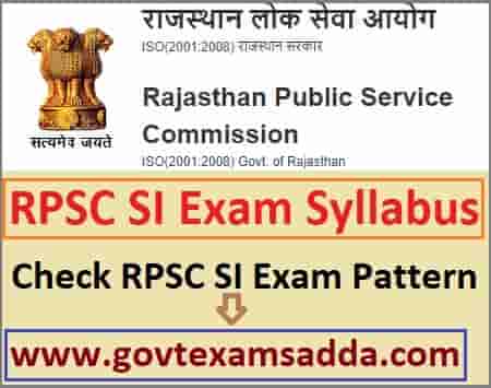 RPSC Sub Inspector Exam Syllabus 2023