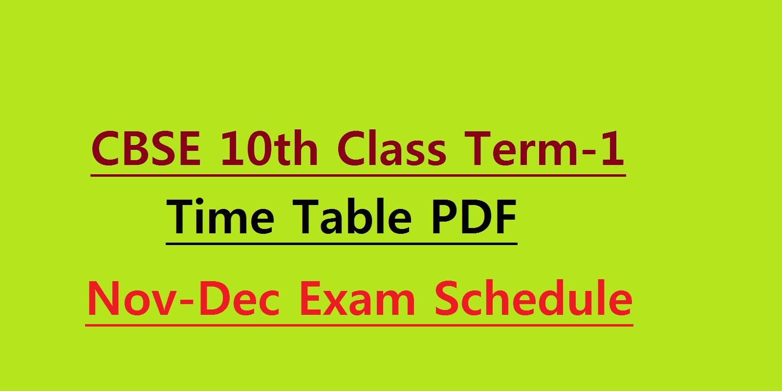 CBSE 10th Class Term 1 Time Table 2022