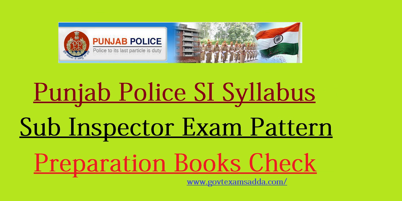 Punjab Police SI Syllabus 2022