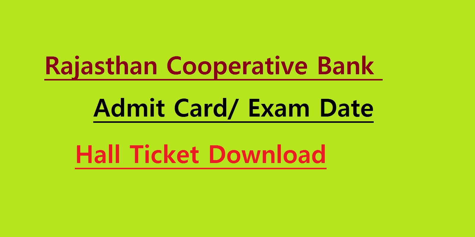 Rajasthan Cooperative Bank Admit Card 2021