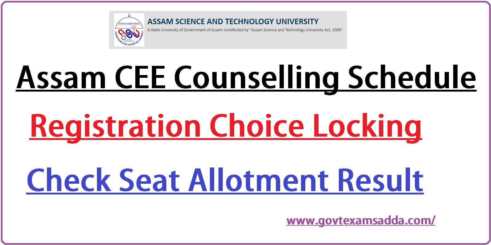 Assam CEE Counselling 2022