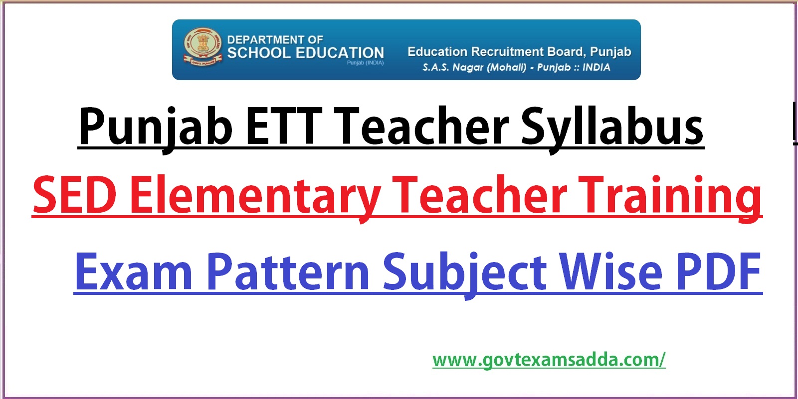 Punjab ETT Teacher Syllabus 2022