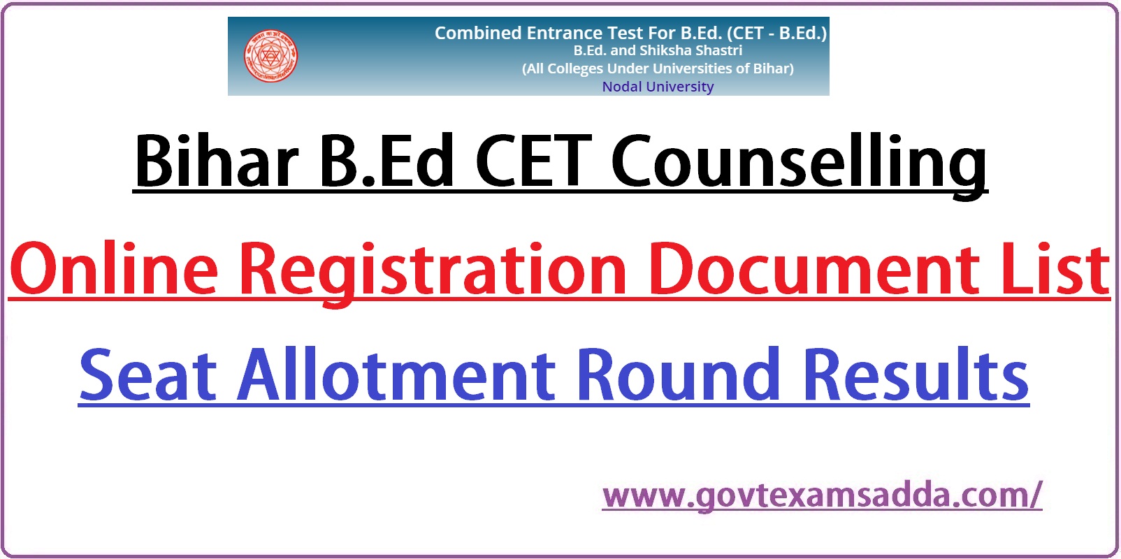 Bihar B.Ed CET Counselling 2022