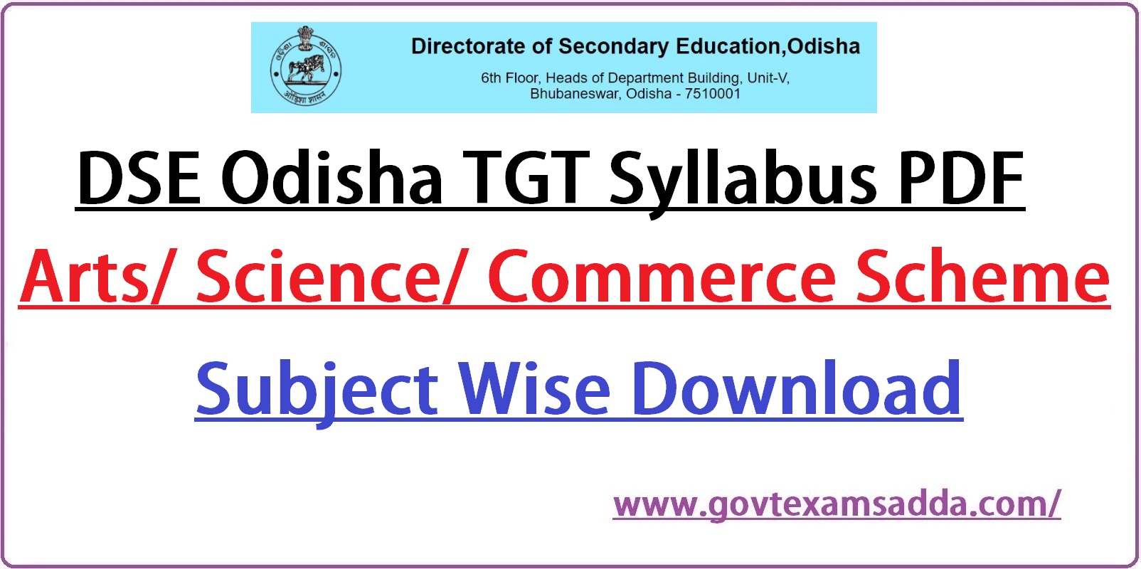 DSE Odisha TGT Syllabus 2023