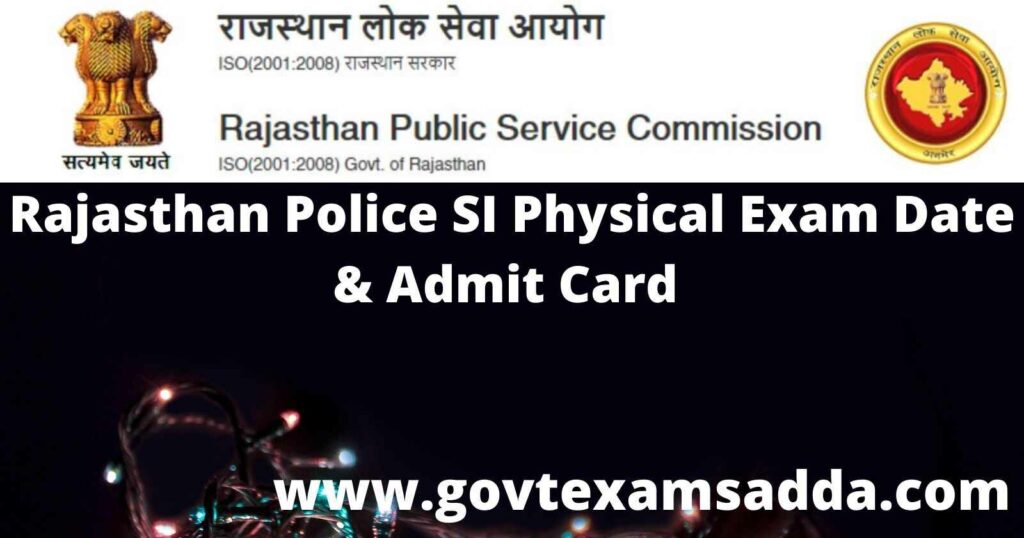 Rajasthan Police SI Physical Exam Date 2022