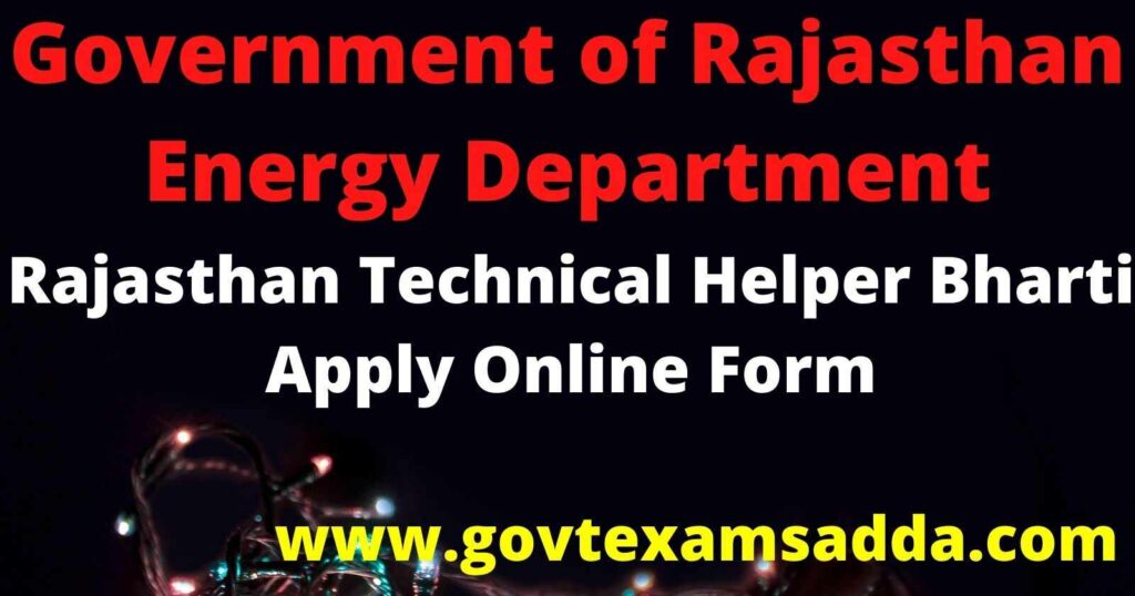 Rajasthan Technical Helper Bharti 2022 Online Form