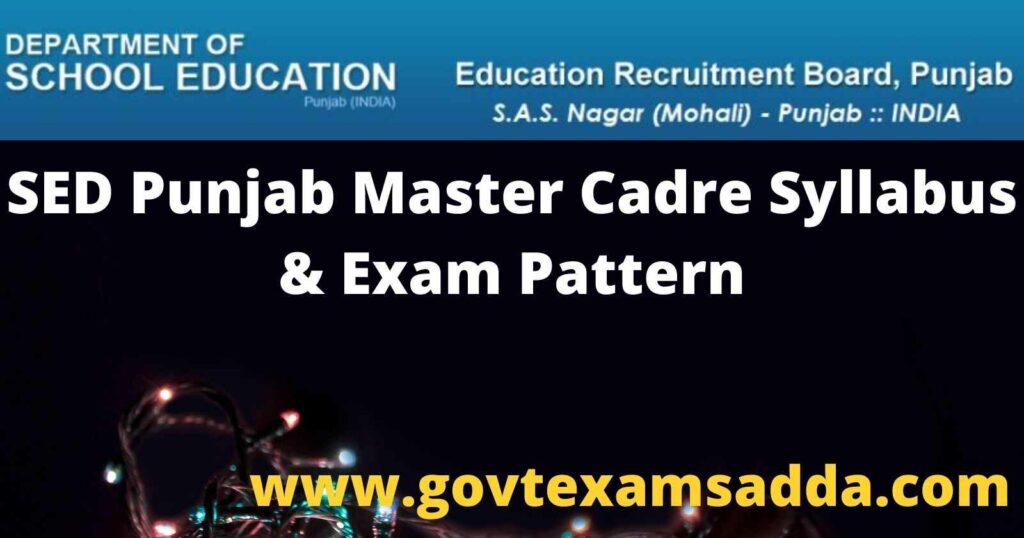 SED Punjab Master Cadre Syllabus 2023