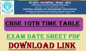 CBSE 10th Class Time Table 2023