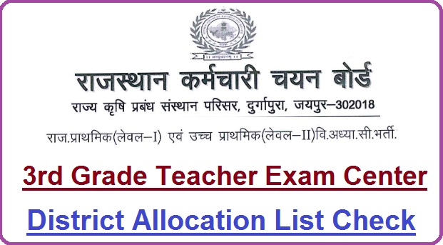 Rajasthan 3rd Grade Teacher Exam Center 2023