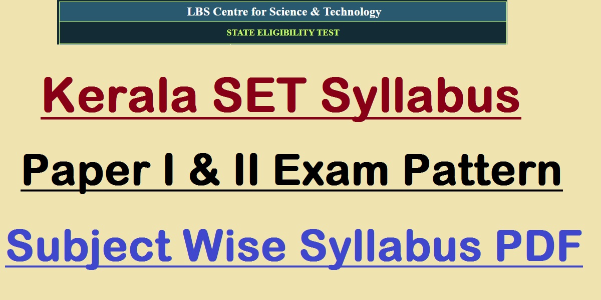 Kerala SET Syllabus 2023
